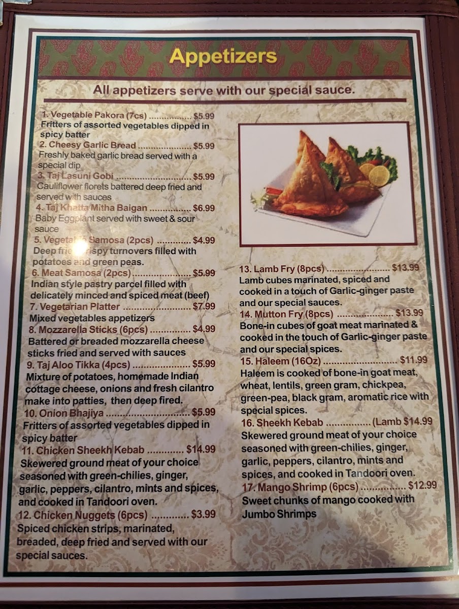 New Taj Mahal Menu - Image 2